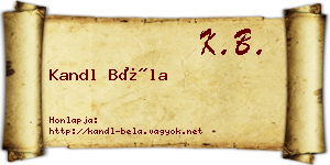 Kandl Béla névjegykártya